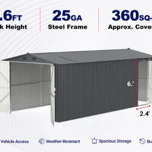 13'x20' Metal Shed with Double Front Doors