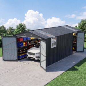 13' x 20' Metal Garden Shed with 2 Doors & Vents
