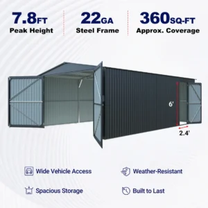 13'x20' Plus Upgraded Metal Shed w/ Double Front Doors & Side Entry Door