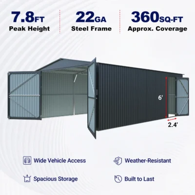 13'x20' Plus Upgraded Metal Shed w/ Double Front Doors & Side Entry Door