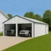 25 x 33 double garage metal shed with side entry door