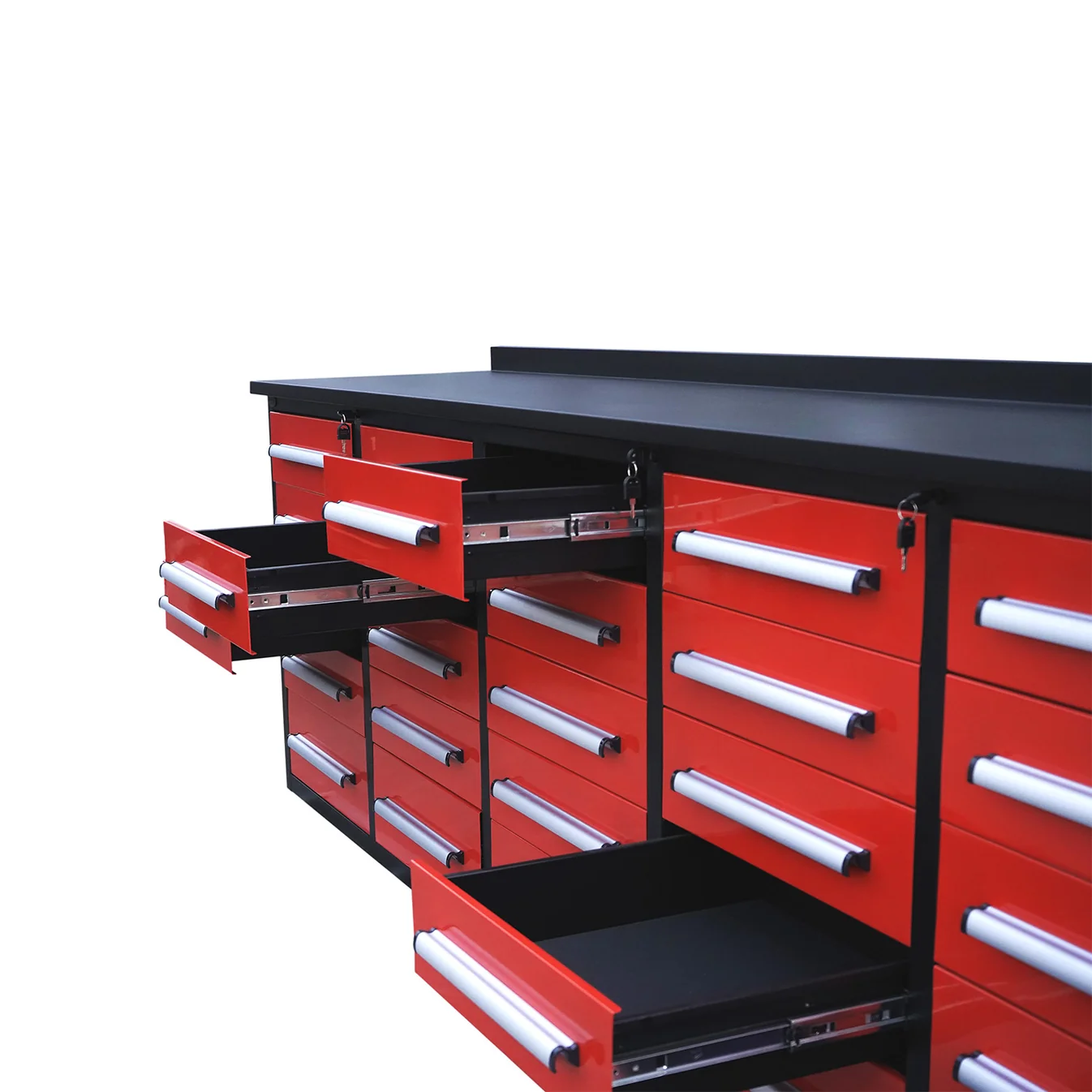 10 ft Heavy Duty Workbench with 25 Drawers 16 10 ft work bench with 25 drawers red 4