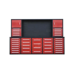 10ft Workbench Cabinet with 40 Drawers & Pegboard