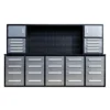 10ft Workbench Cabinet with 30 Drawers & Pegboard