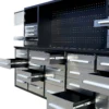10ft workbench cabinet with drawers of different sizes