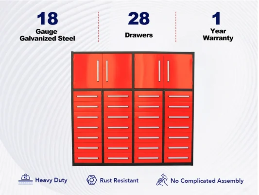 7ft Workbench Cabinet with 28 Drawers & 4 Cabinets