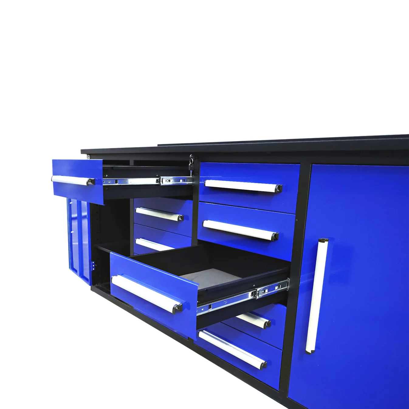 7ft Heavy Duty Workbench with 10 Drawers & 2 Cabinets 6 7ft work bench blue 6