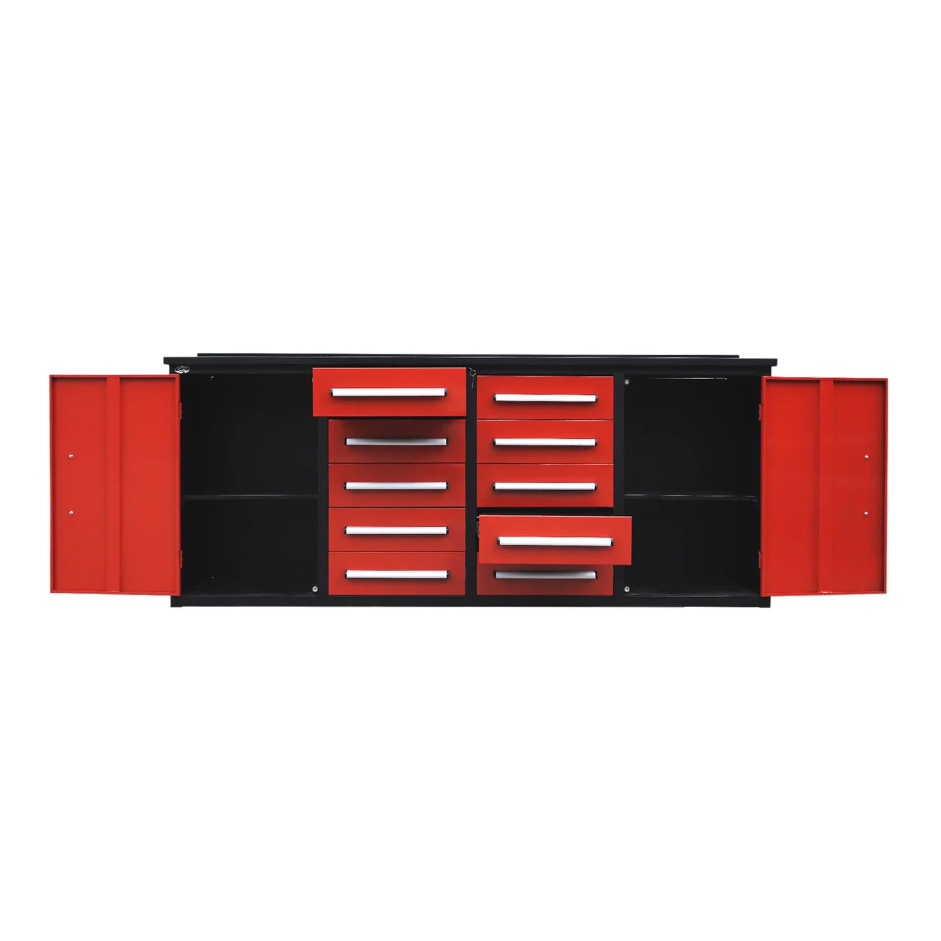 7ft Heavy Duty Workbench with 10 Drawers & 2 Cabinets 9 7ft work bench red 5