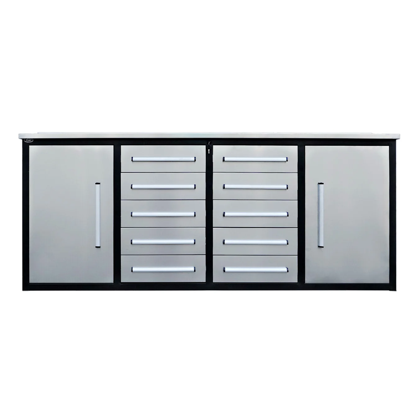 7ft Heavy Duty Workbench with 10 Drawers & 2 Cabinets 2 7ft work bench silver 1