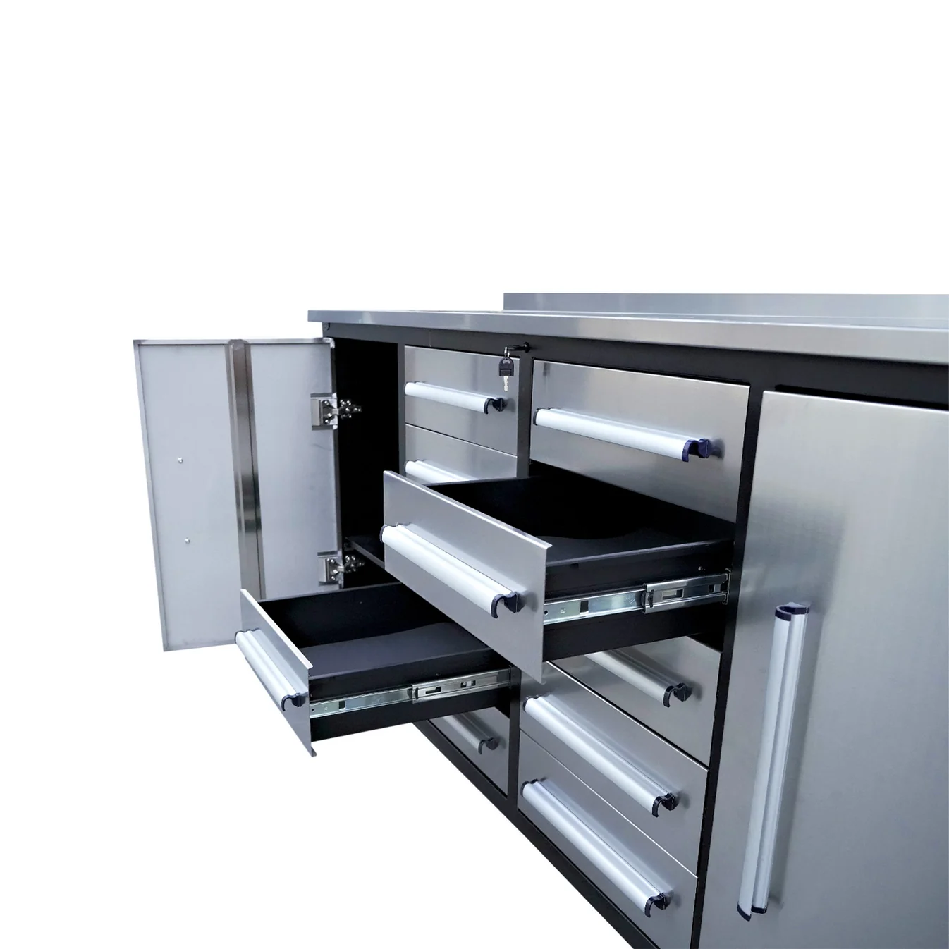 7ft Garage Storage Cabinet (35 Drawers & 1 Cabinet) 17 7ft work bench silver 3 1