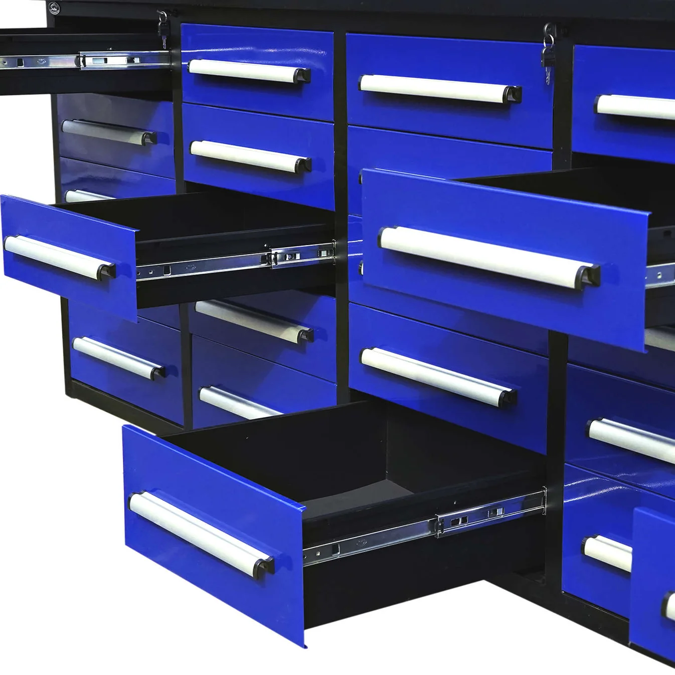 10 ft Heavy Duty Workbench with 25 Drawers 5 Our 10 Garage Storage cabinet has multiple sizes of drawers 1