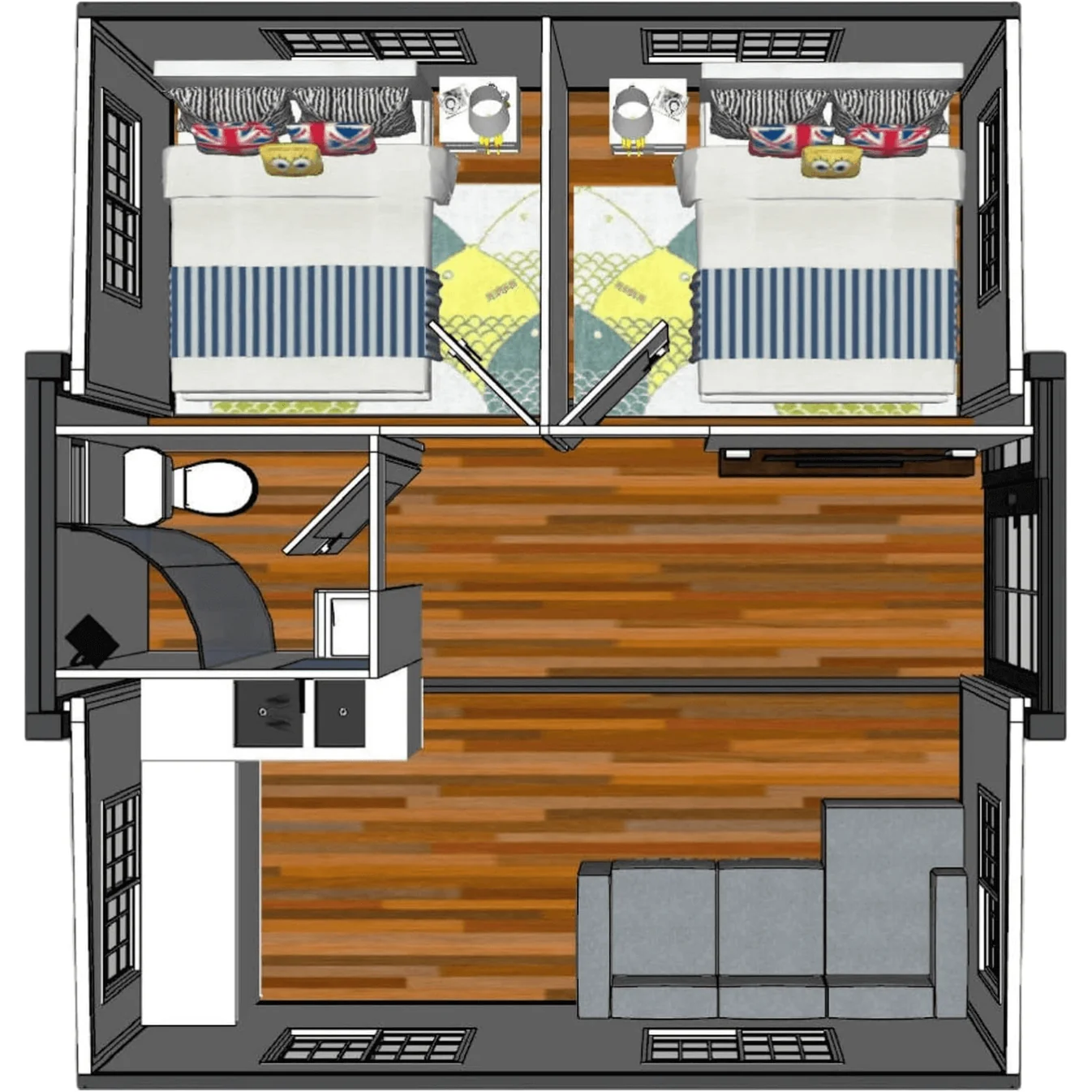 Expandable Prefab Home 19ft x 20ft With 1 Bedroom and Bathroom 22 Prefab House 19ftx20ft Chery Industrial 2bedroom 1