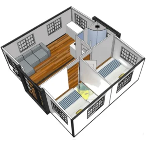 19x20ft Expandable Prefab Home with 2 Bedrooms