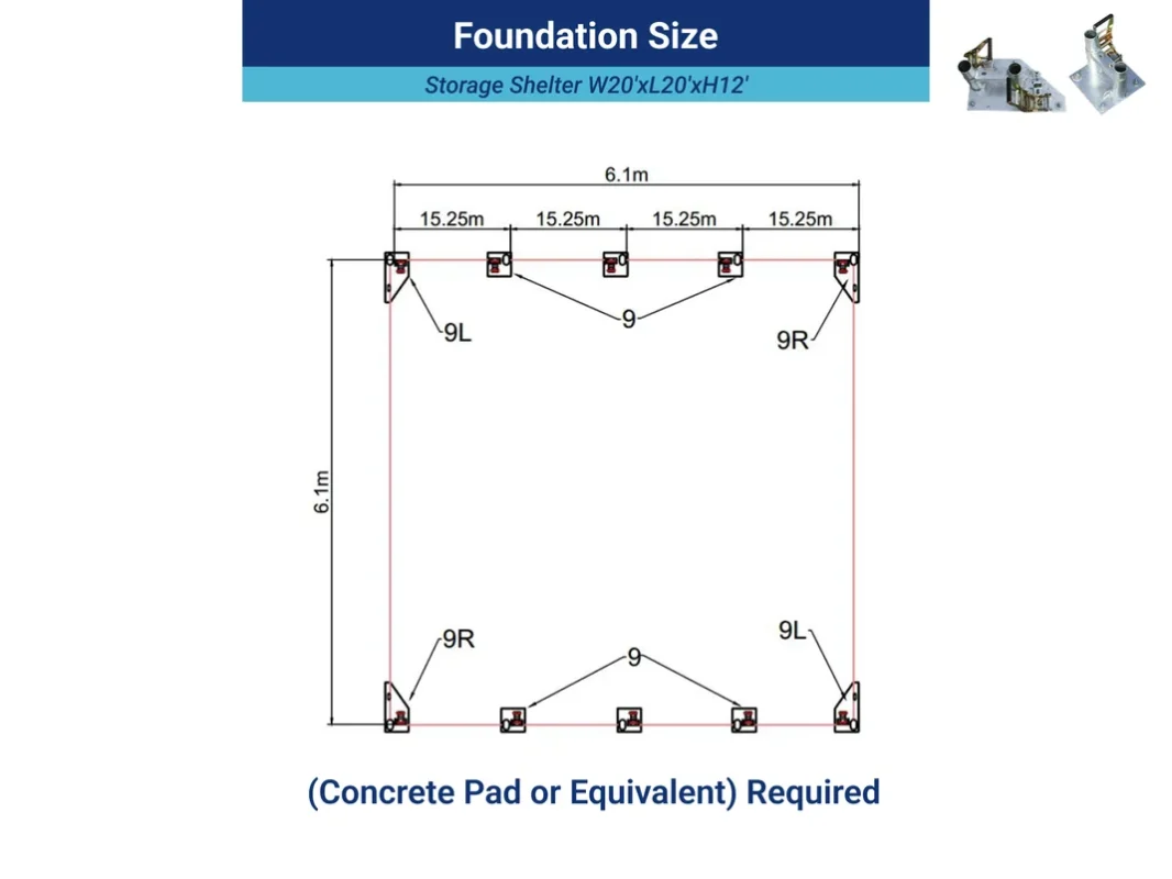 W20'xL20'xH12' Single Truss Storage Shelter