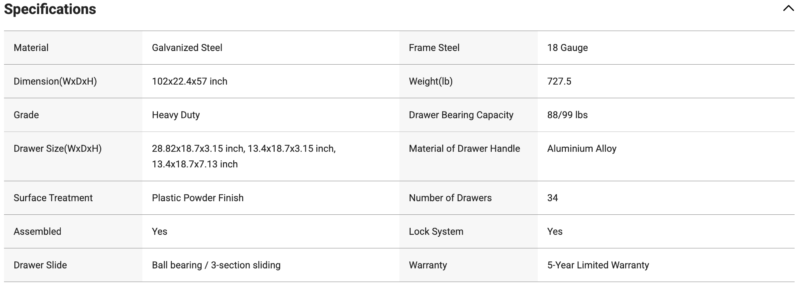 9 ft Garage Storage Cabinet with 34 Drawers & 2 Cabinets 36 9 ft Garage Storage Cabinet with 34 Drawers