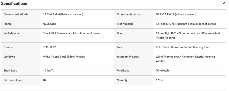 Expandable Prefab Home 19ft x 20ft With 1 Bedroom and Bathroom 48 Expandable Prefab Home 19ft x 20ft with 2 Bedrooms