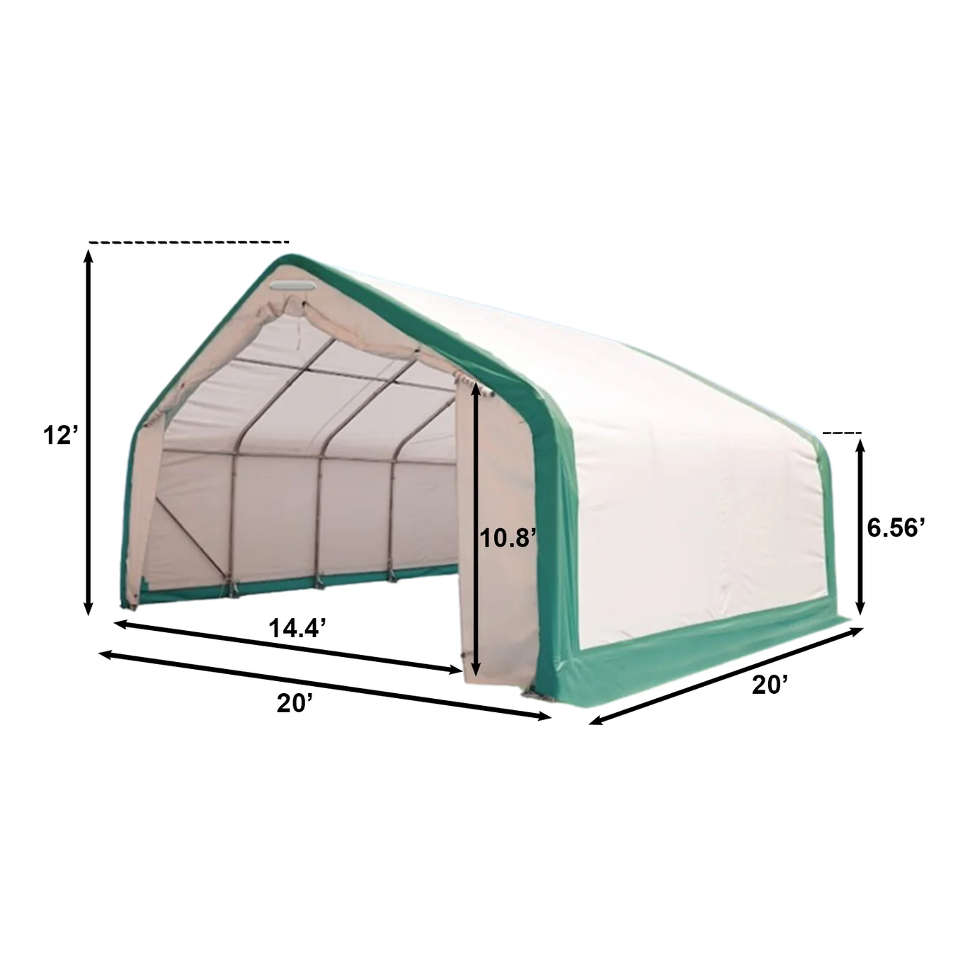 W20'xL20'xH12' Single Truss Storage Shelter 6 Single Truss Storage Shelter S202012P Spec