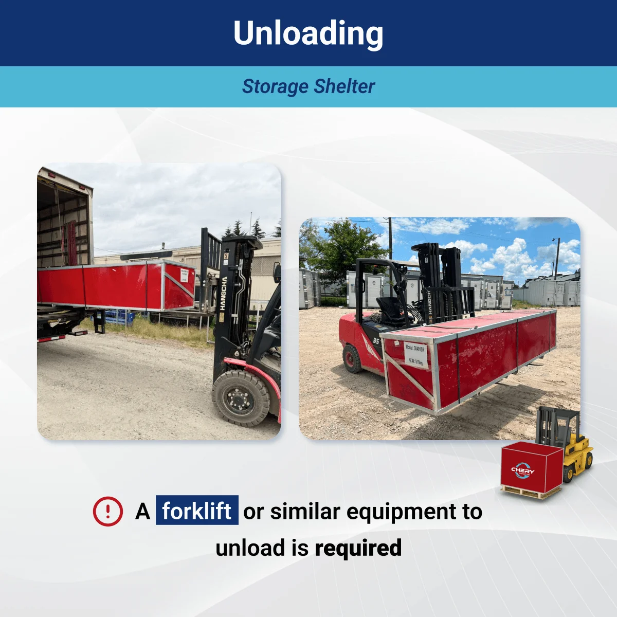 W20'xL20'xH12' Single Truss Storage Shelter 3 Storage Shelter Unloading