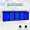 10ft 15-Drawer Storage Workbench with Wheels 23 Workbench 10FT 15D 2 1C wheels and handles Blue 2