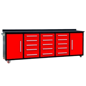 10ft 15-Drawer Storage Workbench with Wheels