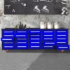 10ft 25-Drawer Storage Workbench with Wheels 23 Workbench 10FT 25D wheels and handles Blue 6