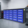10 ft Heavy Duty Workbench with 25 Drawers 31 a blue 10ft garage cabinet in a basement 67ddda3f 615d 4e49 8012 eaa289ab2afe