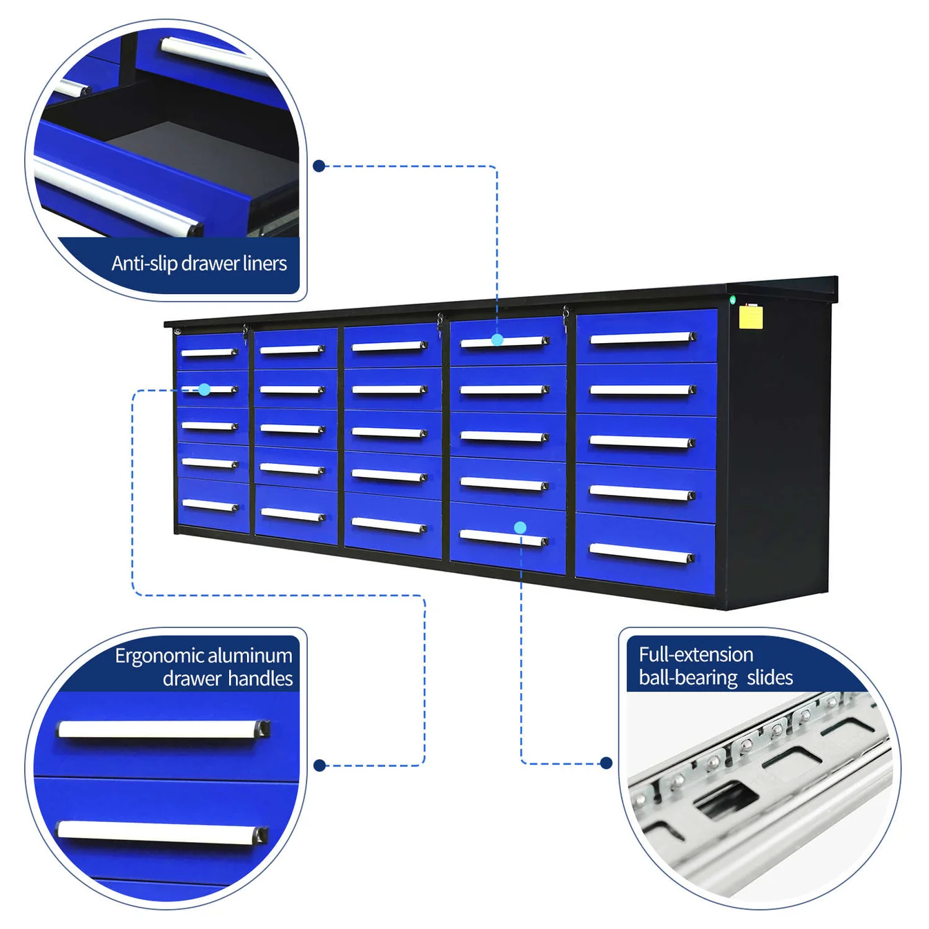 10 ft Heavy Duty Workbench with 25 Drawers 8 key features of 10 25 drawer Garage Storage cabinet 2