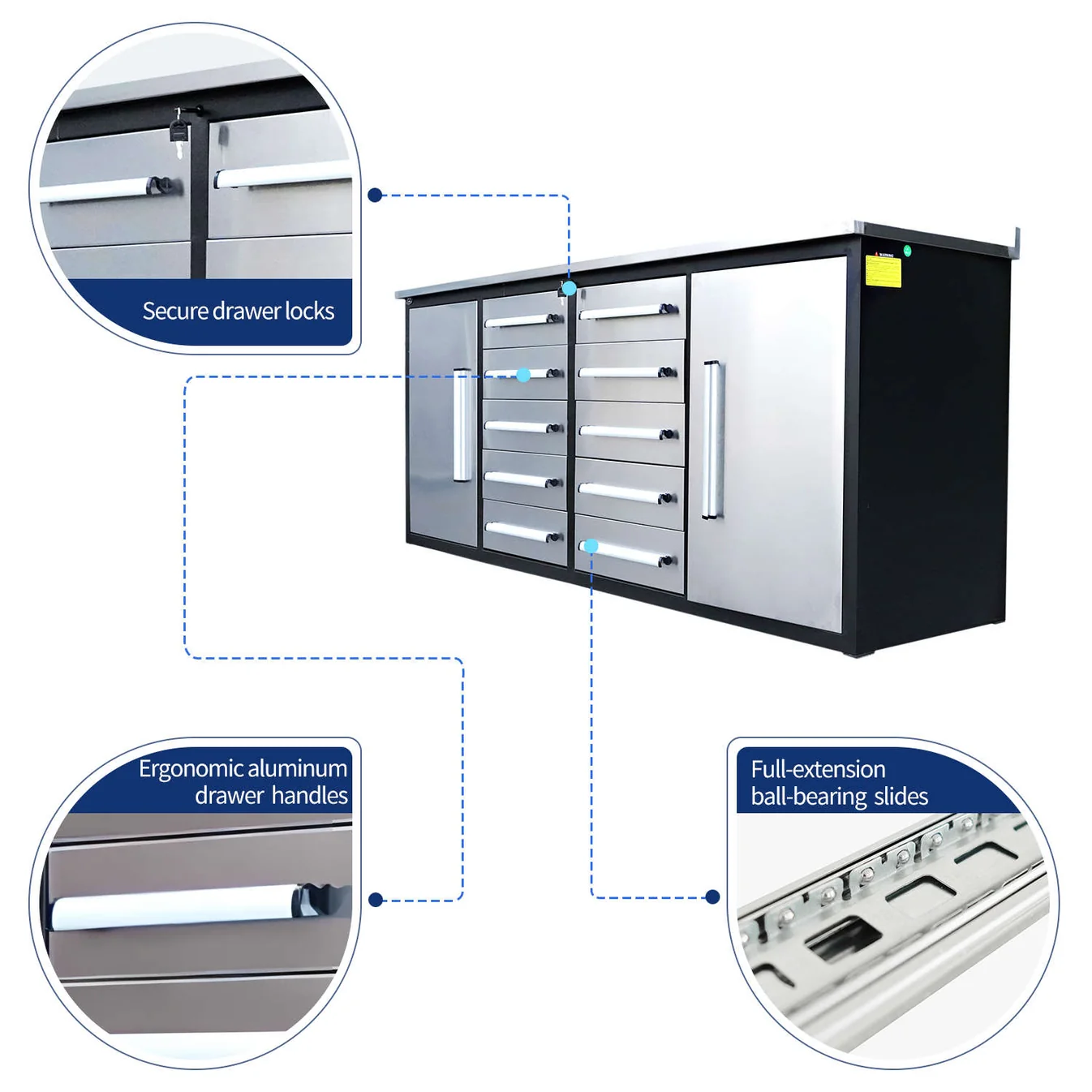7ft Heavy Duty Workbench with 10 Drawers & 2 Cabinets 20 key features of 7ft workbench with 10 drawers 2 cabinets