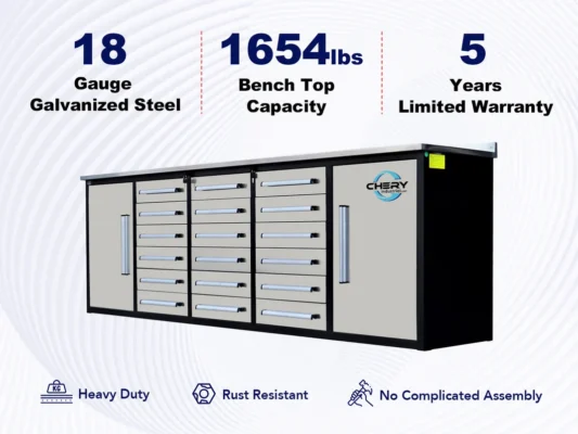 10ft Garage Storage Cabinet with 18 Drawers