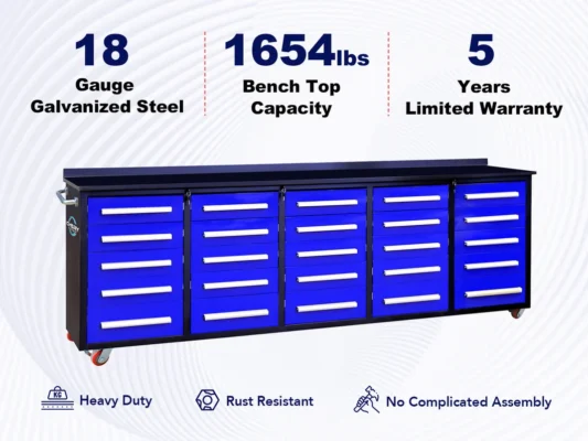 10ft 25-Drawer Storage Workbench with Wheels 47 10ft 25-Drawer Storage Workbench with Wheels