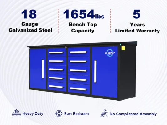 7ft Heavy Duty Workbench with 10 Drawers & 2 Cabinets 53 7ft Heavy Duty Workbench with 10 Drawers